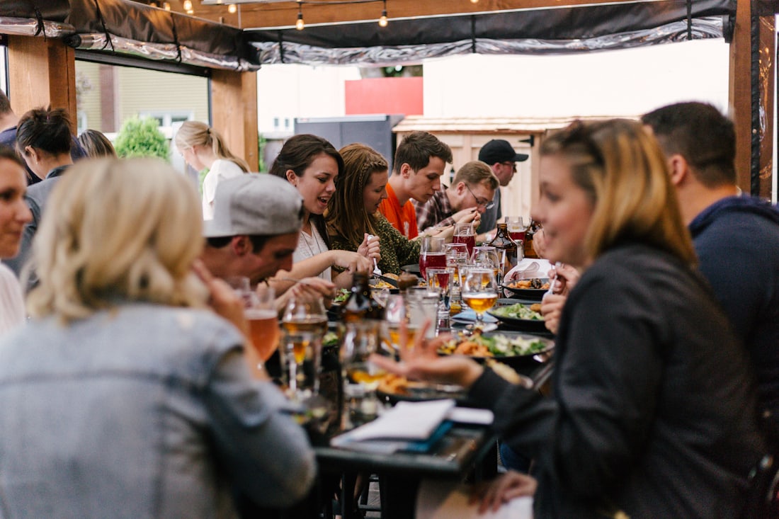 A full dining room during evening service